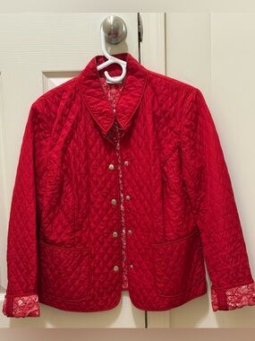Kim Rogers Quilted Red Spring Floral Lined Jacket, MP